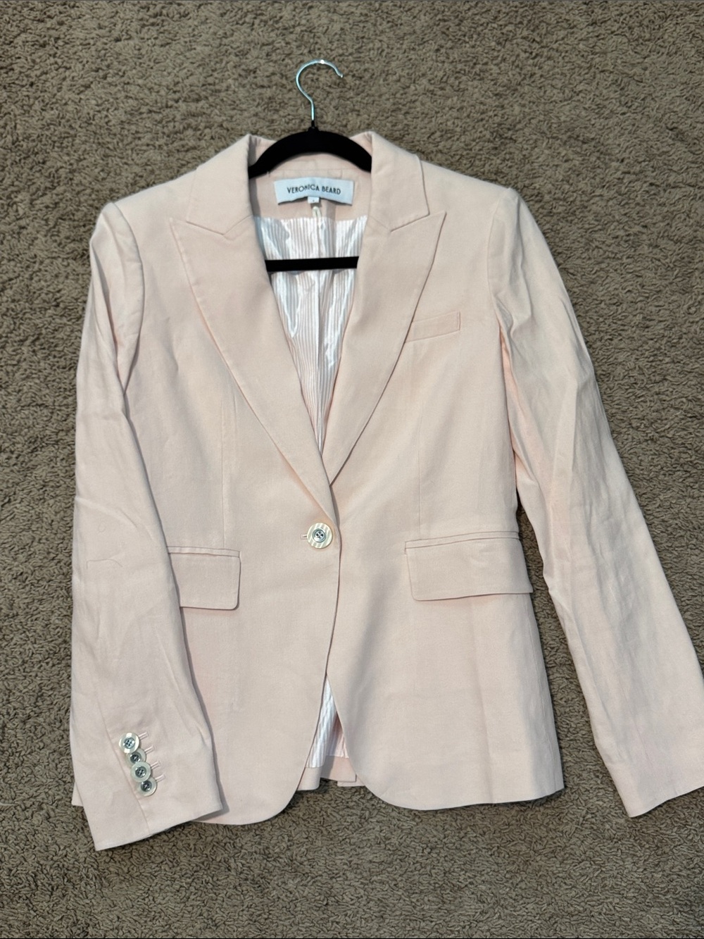 Veronica Beard Light Pink Single-Button Tailored Blazer Dickey